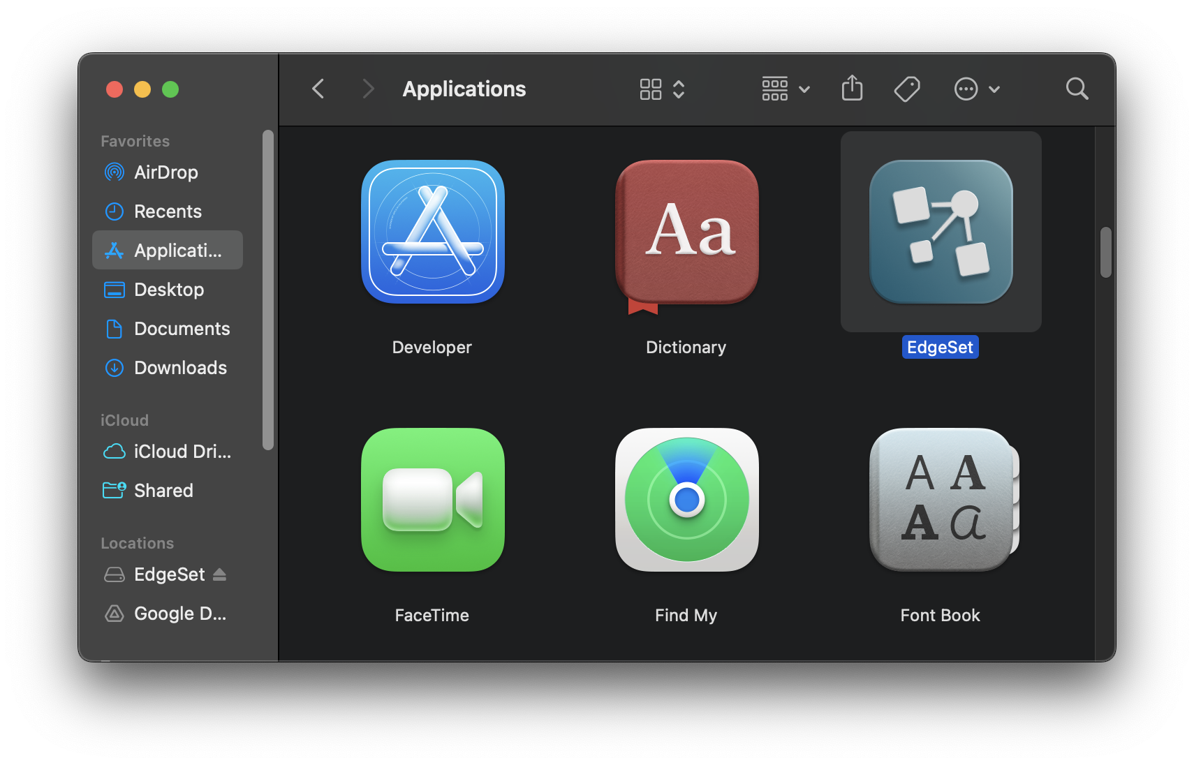 EdgeSet in the Applications folder