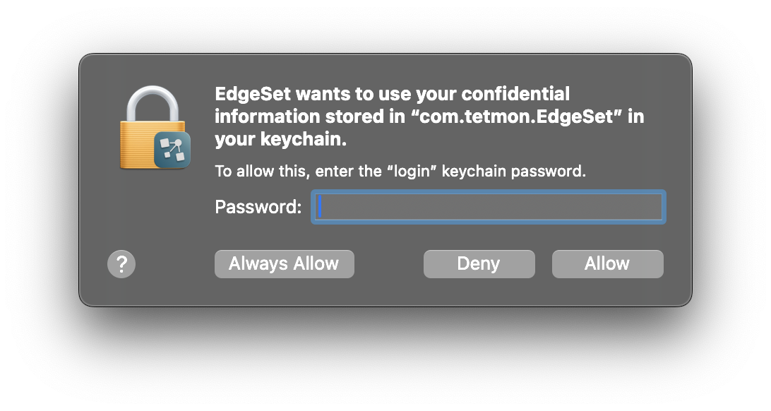 macOS keychain prompt